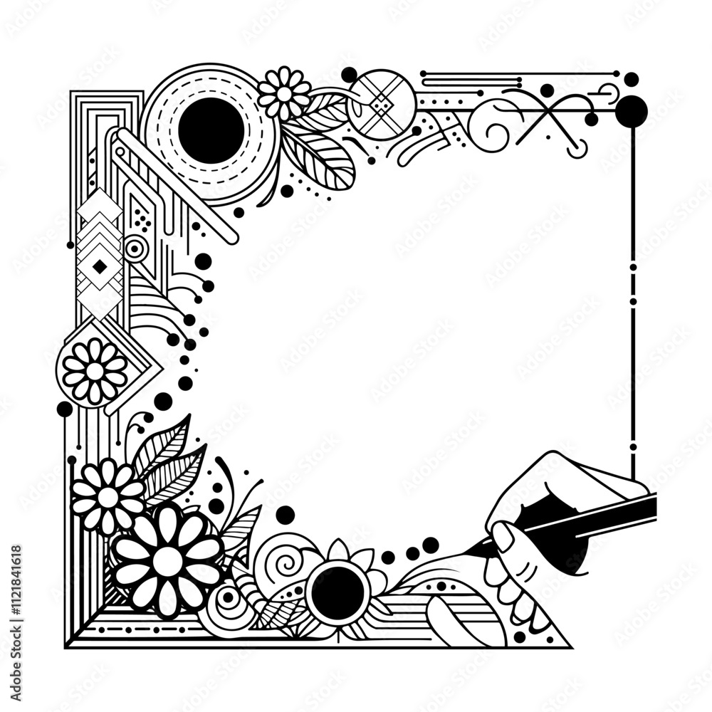Obraz premium Ornate luxury floral frame featuring an abstract designOrnate luxury floral frame featuring an abstract design