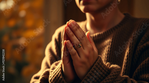 Praying for blessings according to religious beliefs photo