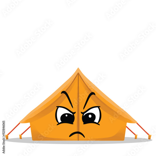angry tent mascot illustration for design. cute and playful concept. camping, travelling, backpacker, summer, hiking, adventure and recreation themes