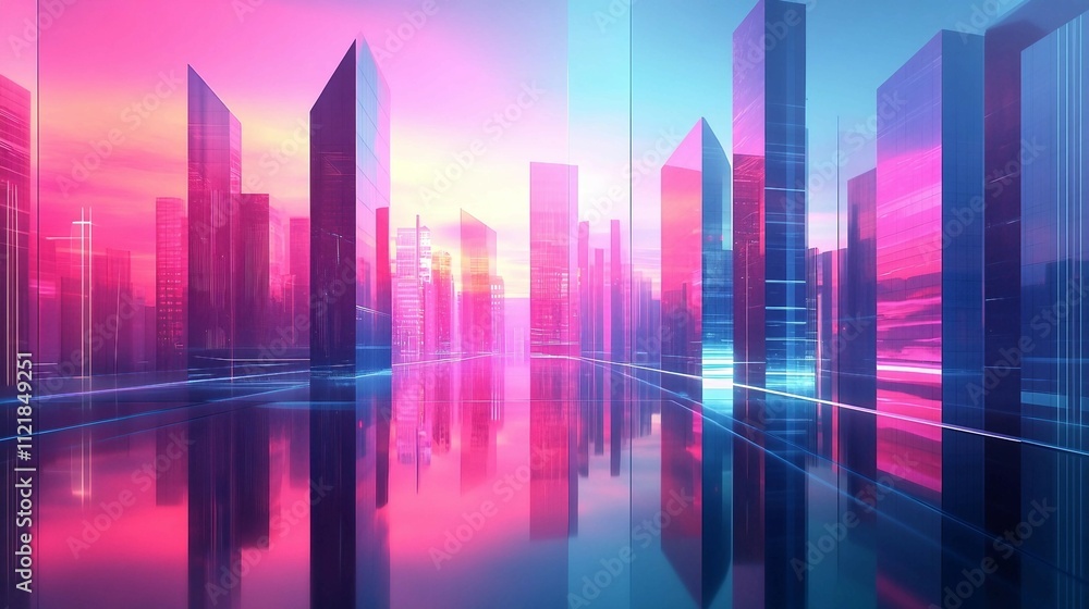 Fototapeta premium Geometric Cityscape Dream