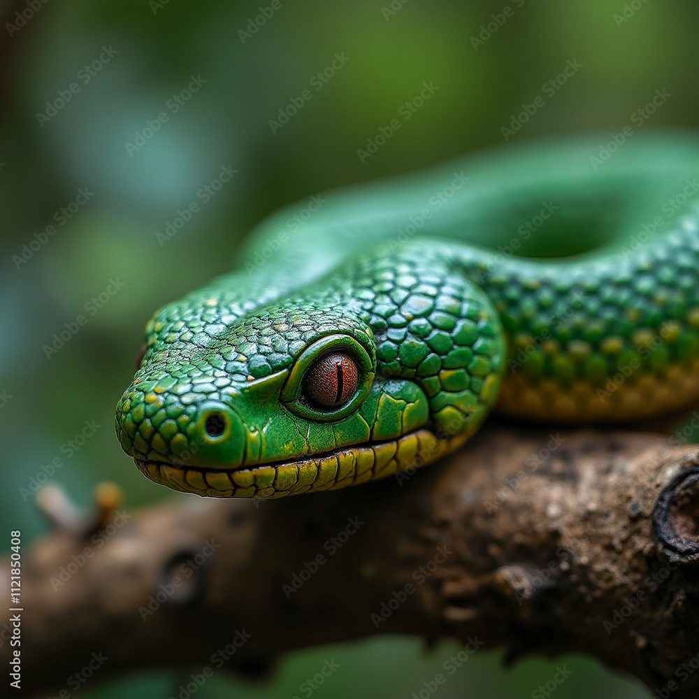 Fototapeta premium green snake on a branch