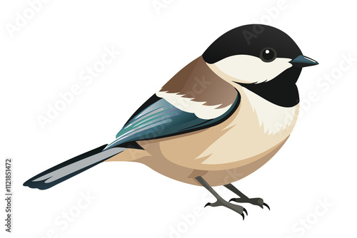 Black-Capped Chickadee bird art work illustration