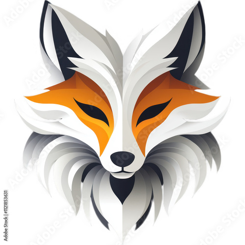 Modern Digital Illustration of Detailed Fox Head with Vibrant Fur Pattern