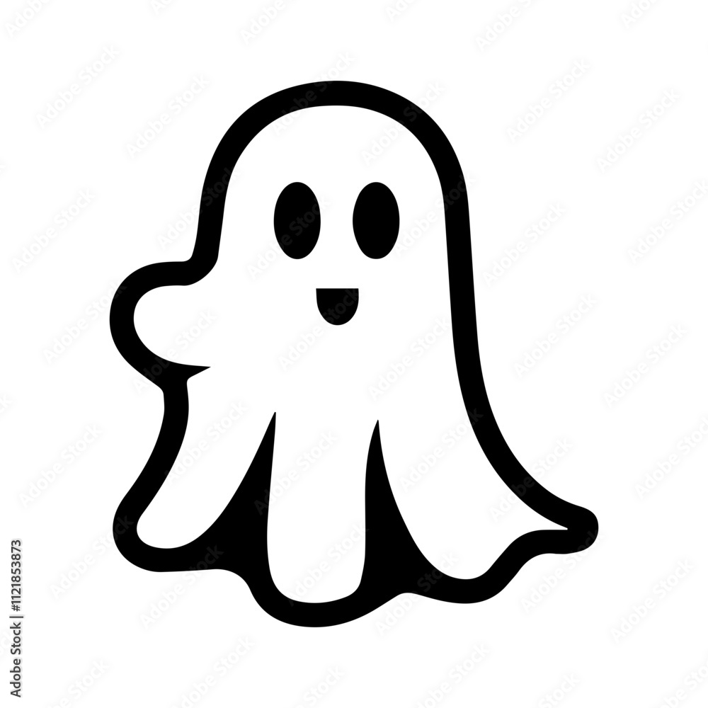 Obraz premium halloween ghost cartoon vector silhouette icon illustration