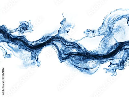 a strand of DNA forming a river, life s flow concept, surreal art, blue tones, isolated on white background photo