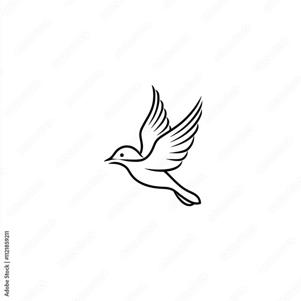 Obraz premium Simple line art drawing of a bird in flight.