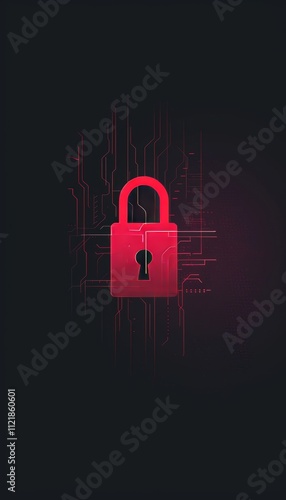 Minimalist graphic design showcasing a computer password on a solid dark red background