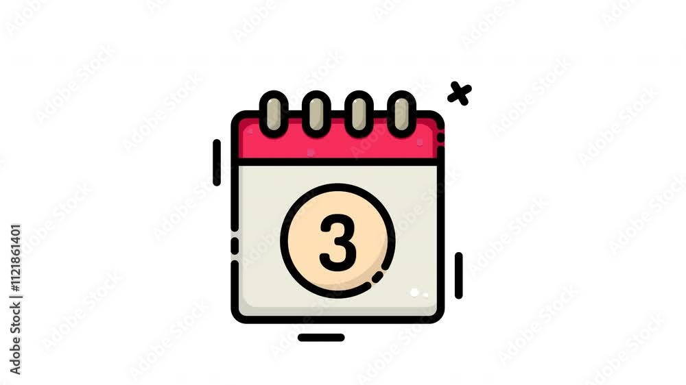 3rd date calendar animation. Suitable for time management, scheduling, organization, planning, and productivity concepts in design projects. 3rd date calendar animation. Suitable for time management, scheduling, organization, planning, and productivity concepts in design projects.