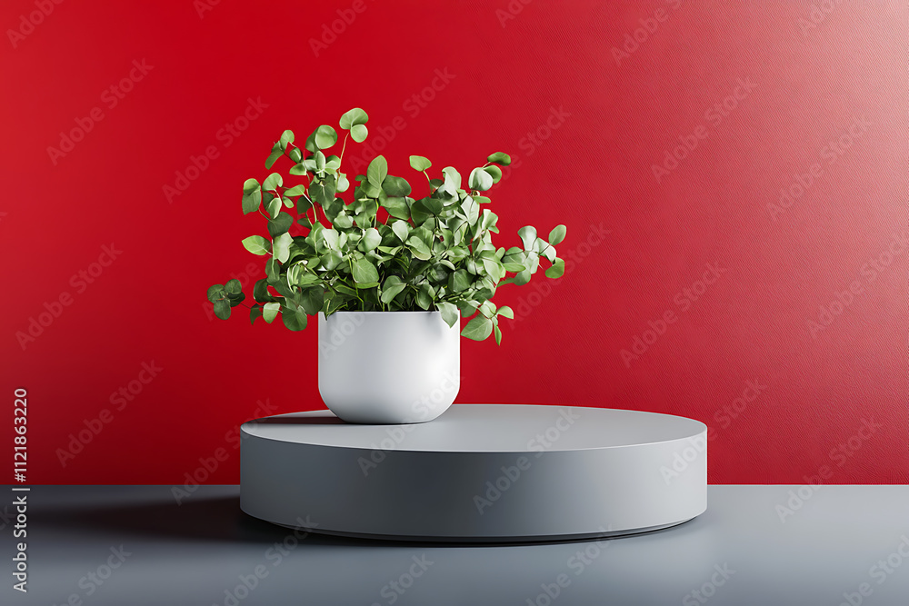 Elegant Plant Display on a Modern Pedestal Elegant Plant Display on a Modern Pedestal