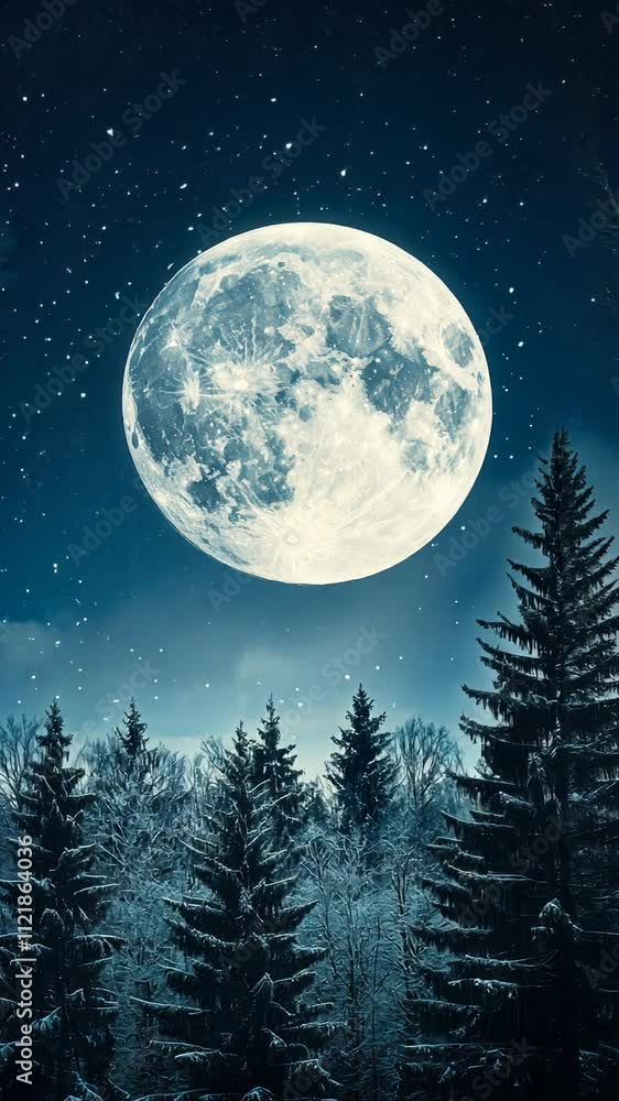 Enchanting full moon serene winter Enchanting full moon serene winter
