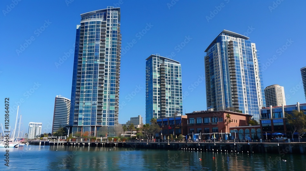 Fototapeta premium San Diego Bayfront Skyscrapers and Marina