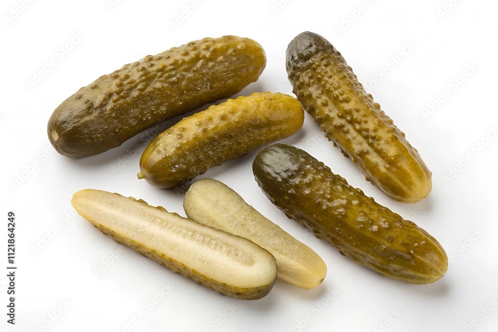 Isolated Pickles with Unique Texture and Shape on white Background Isolated Pickles with Unique Texture and Shape on white Background