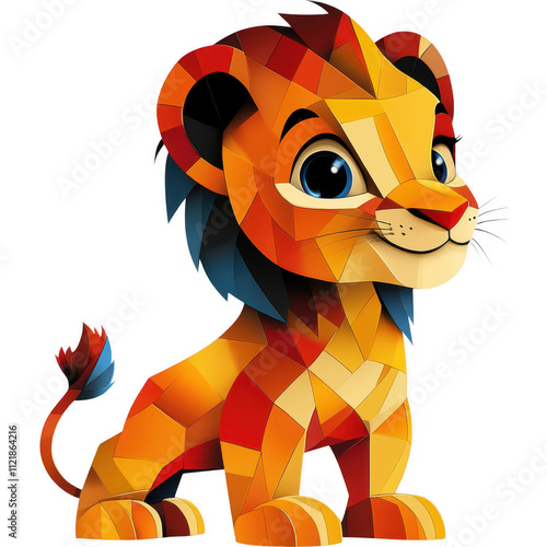 Vibrant Multicolored Anthropomorphic Lion Illustration with Smiling Expression