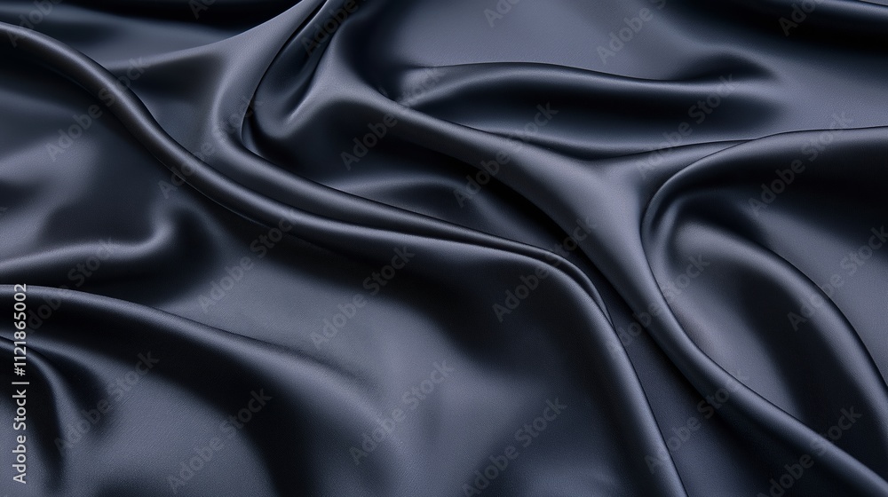 Fototapeta premium Black silk satin fabric abstract background