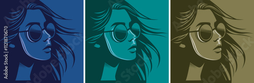 Abstract teal illustration featuring flowing hair and a blurred face, perfect for creative and artistic projects.