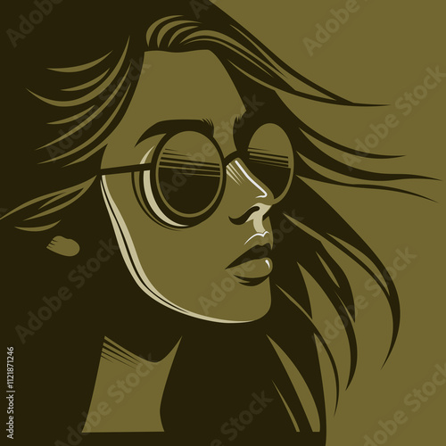 Abstract teal illustration featuring flowing hair and a blurred face, perfect for creative and artistic projects.