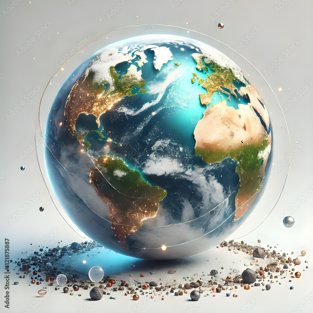 Fototapeta premium Detailed Globe Isolated on a Clean White Background, Perfect for Geography, Education, and Decorative Use