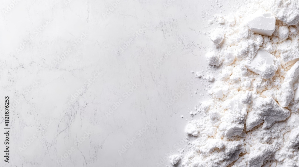 Obraz premium Fine white powder and chunks on marble surface