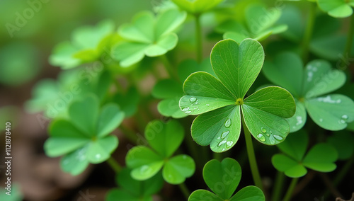 green clover leaves wet spring common sight many plant species growing alongside