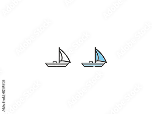 Boat vector stock illustration, Sailboat icon. Shipping cruise icon in a white background.