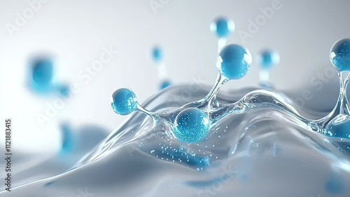 Abstract representation of sodium ions dissolving in water
