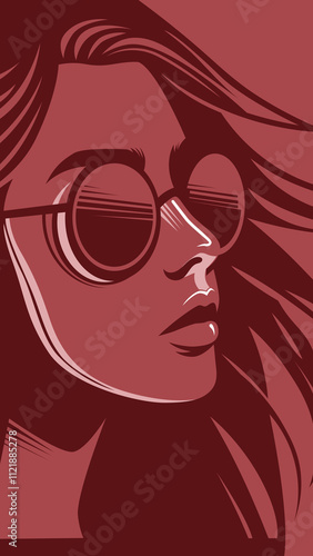 Abstract Vector girl  art featuring a stylized face with flowing hair, perfect for modern and creative design projects.