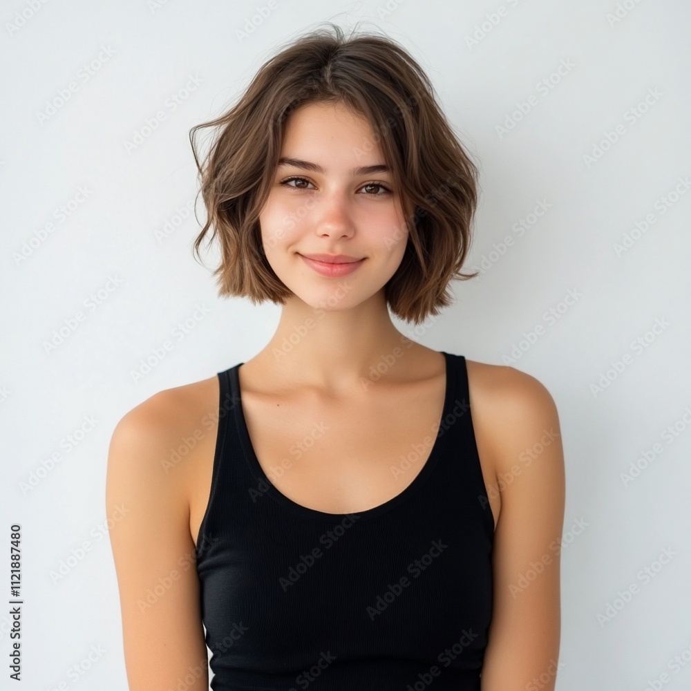 A young woman with a friendly smile poses against a plain background. A young woman with a friendly smile poses against a plain background.