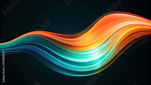 Dynamic Psychedelic Gradient Waves Orange, Teal, and White Flow on Black Music Party Poster photo