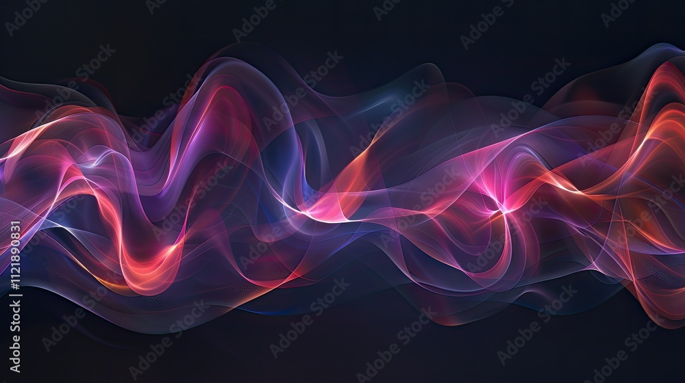 Obraz premium Flowing light waves on a dark background
