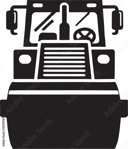 road roller front view silhouette icon design vector art illustration
