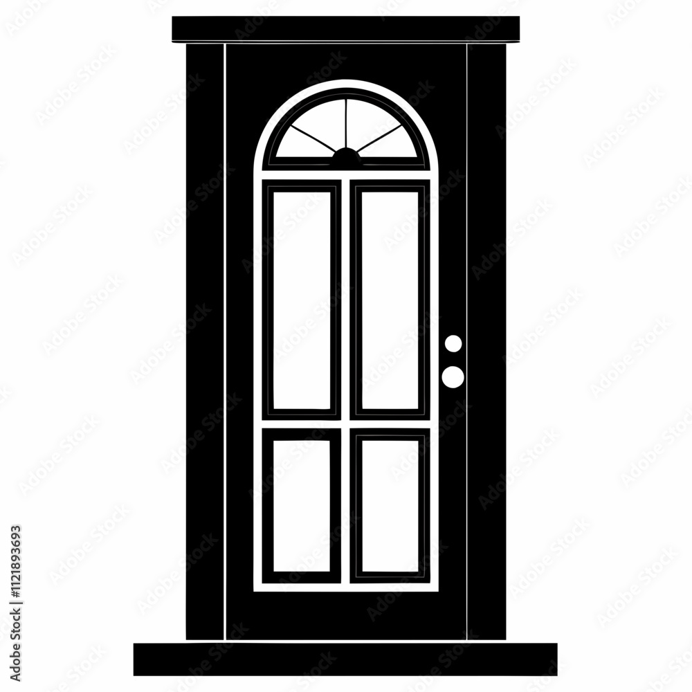 Door silhouette with white background Door silhouette with white background
