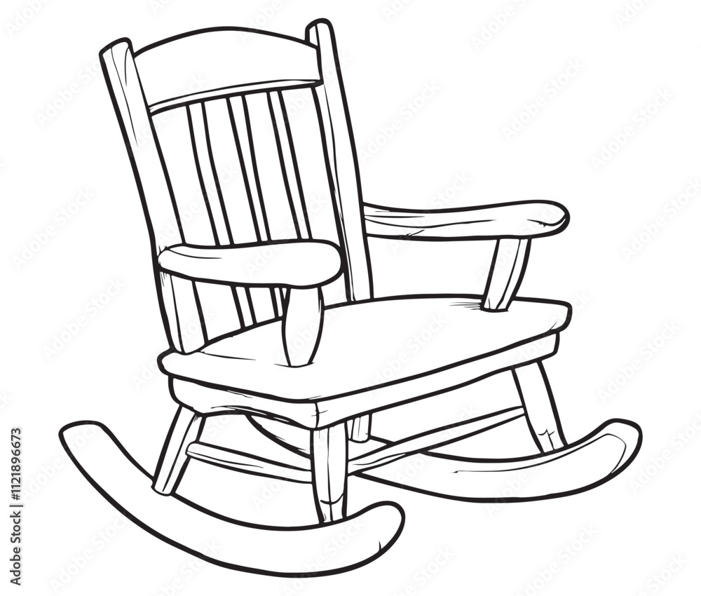 Rocking chair isolated on white background, Outline rocking chair icon rocking vector illustration Rocking chair isolated on white background, Outline rocking chair icon rocking vector illustration