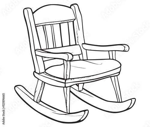 Rocking chair isolated on white background, Outline rocking chair icon rocking vector illustration