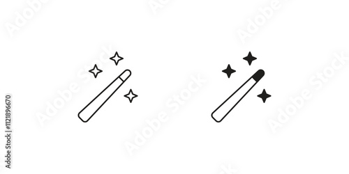 magic wand set icon with white background vector stock illustration