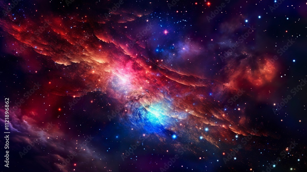 A photo of a spiral galaxy with fireworks A photo of a spiral galaxy with fireworks