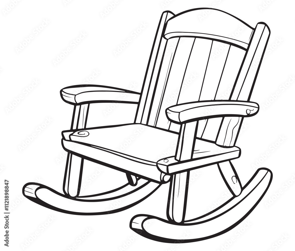Rocking chair isolated on white background, Outline rocking chair icon rocking vector illustration Rocking chair isolated on white background, Outline rocking chair icon rocking vector illustration