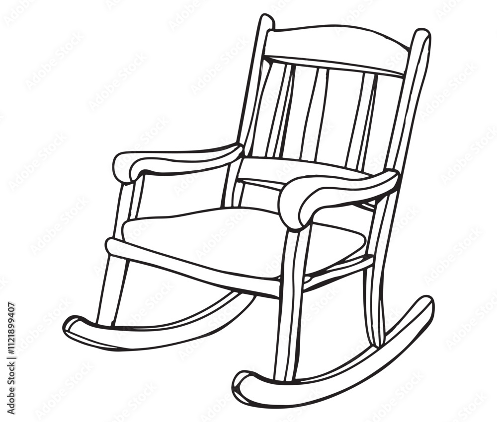 Rocking chair isolated on white background, Outline rocking chair icon rocking vector illustration Rocking chair isolated on white background, Outline rocking chair icon rocking vector illustration