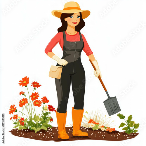 Gardener Woman Isolated