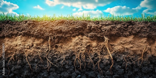 Cross-section of Soil with Grass and Roots