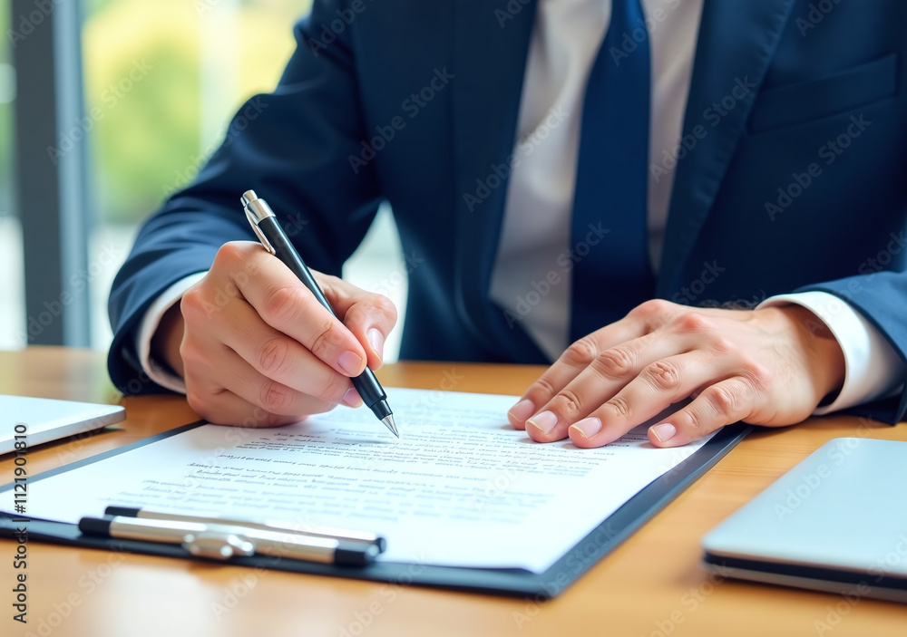 businessman signs documents precise hand gestures detailed illustration style created generative ai businessman signs documents precise hand gestures detailed illustration style created generative ai