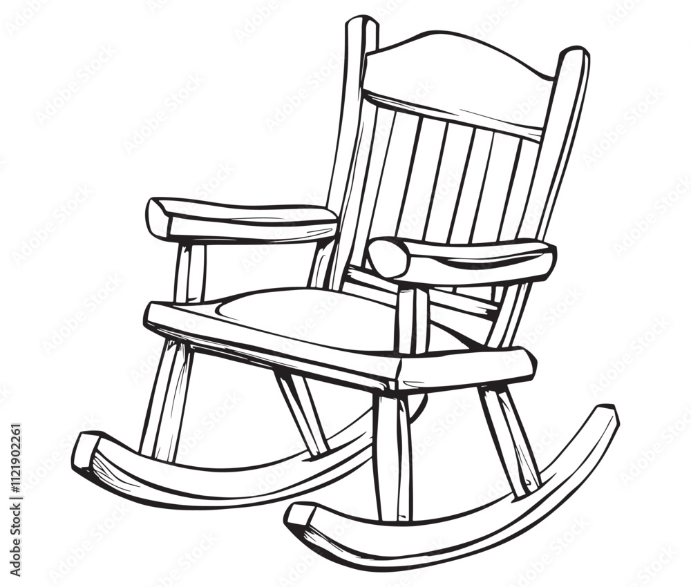 Rocking chair isolated on white background, Outline rocking chair icon rocking vector illustration Rocking chair isolated on white background, Outline rocking chair icon rocking vector illustration