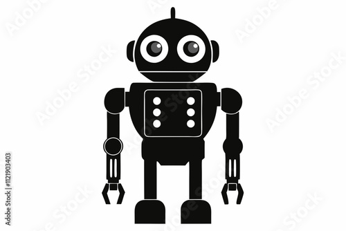 Personal Robot Assistant vector silhouette black design white background