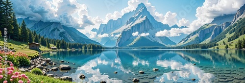 landscape with lake and mountains