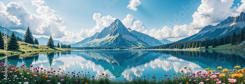 landscape with lake and mountains