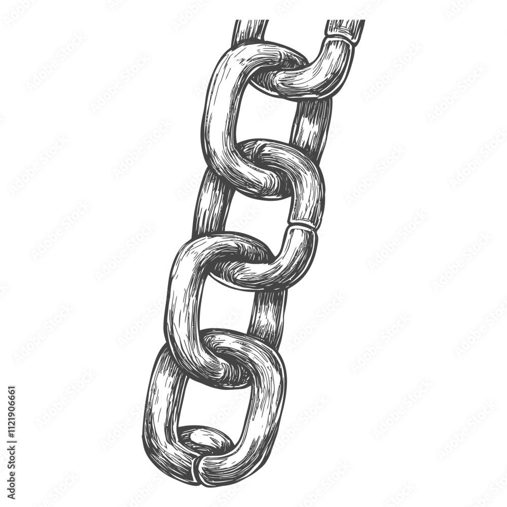 Obraz premium A Detailed Hand Drawn Illustration Of A Metal Chain