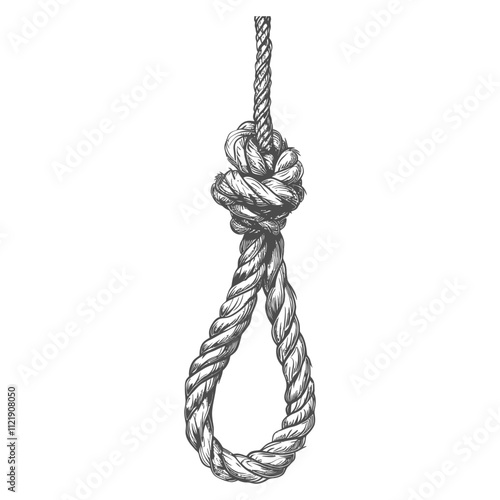 A Hand Drawn Illustration Of A Rope Noose