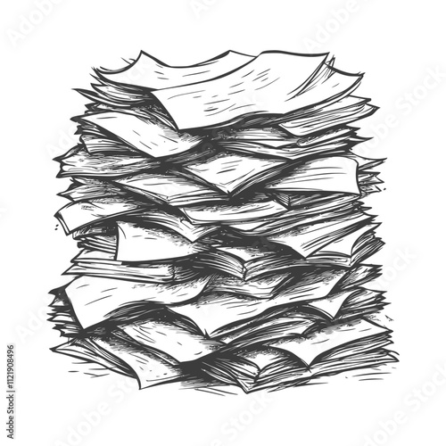 A Hand Drawn Sketch Of A Large Stack Of Papers