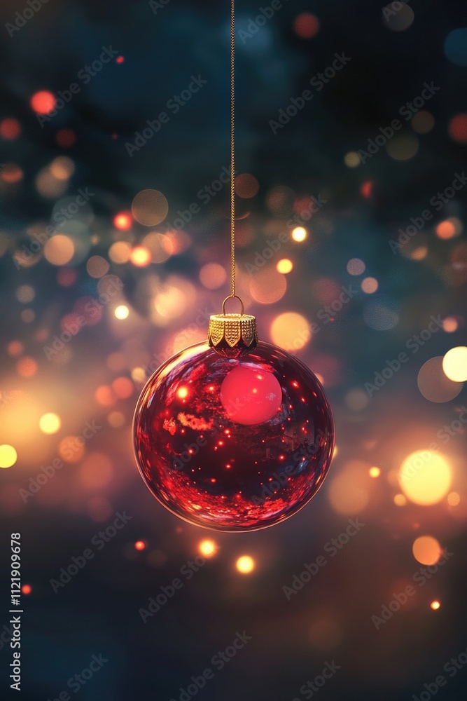 Fototapeta premium Red Christmas Ornament on String