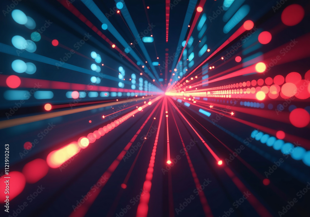 Obraz premium light beams blur digital space illustrating fast data