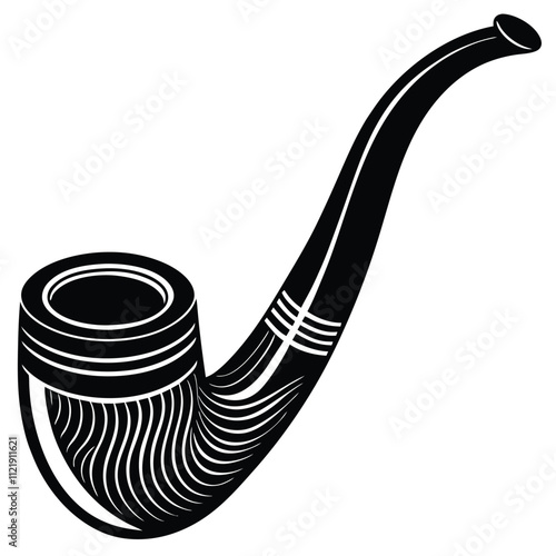 Wooden smoking pipe silhouette vector illustration isolated on white background